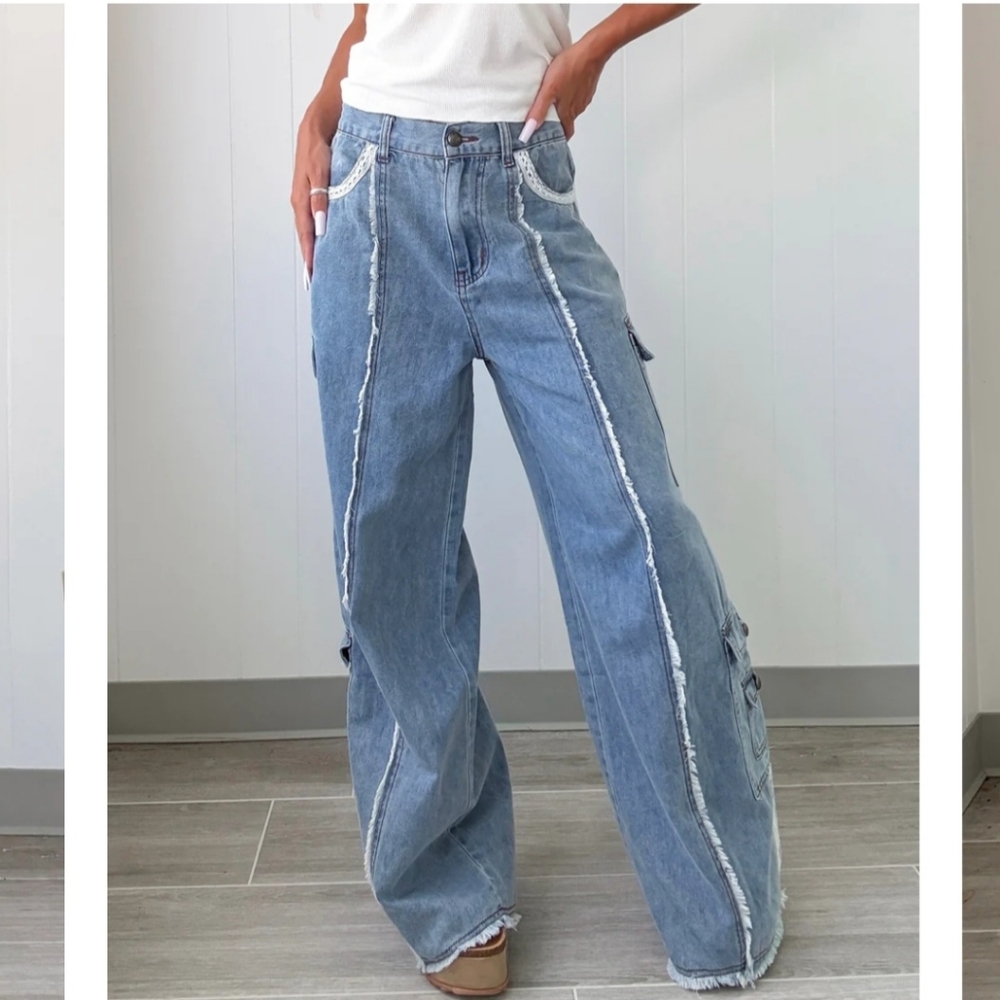 POL New Blue Denim Cargo Pants